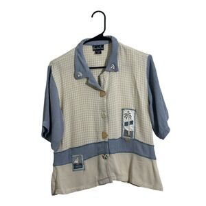 Alexandria Pierce Vintage Nautical Patchwork Costal 90's Button Up Women's L